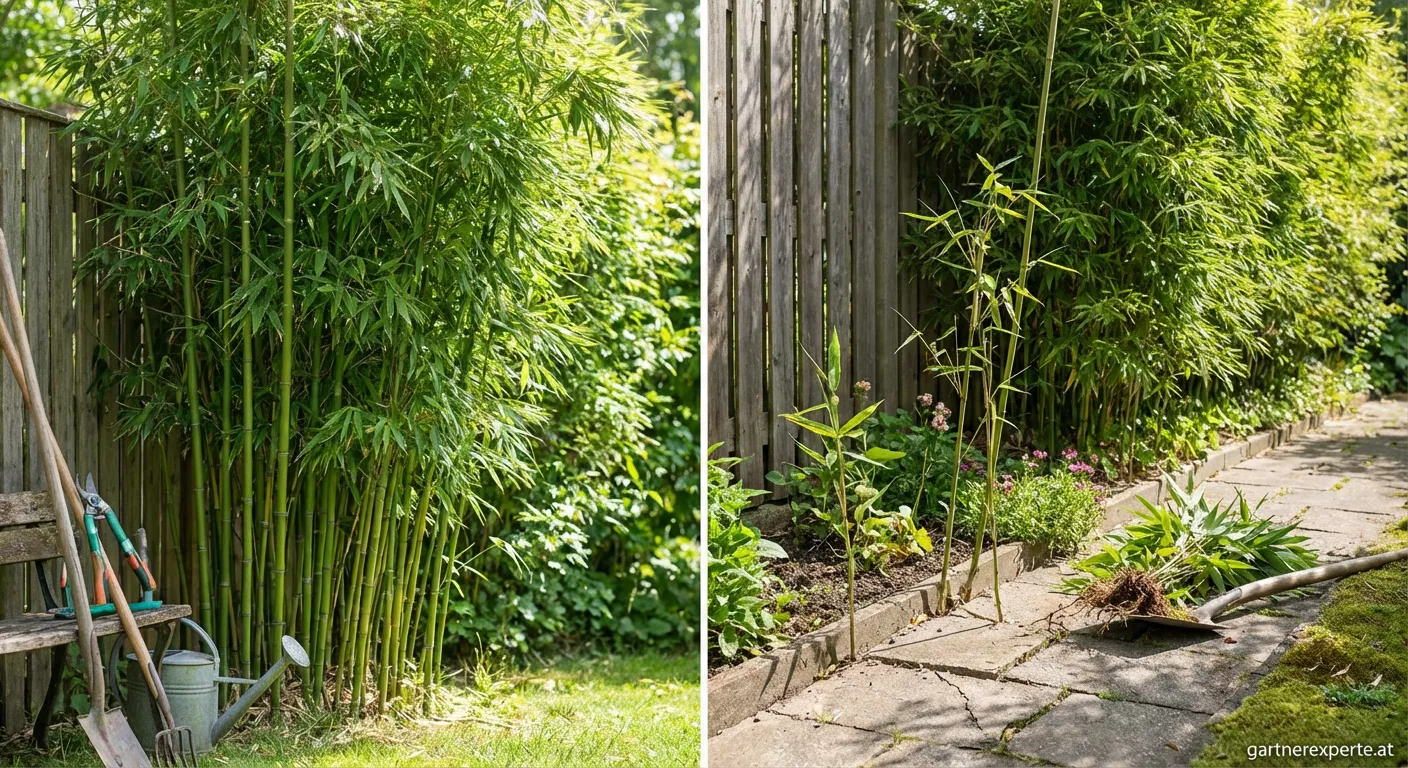 Immergrüne Bambushecke im Garten als natürlicher Sichtschutz